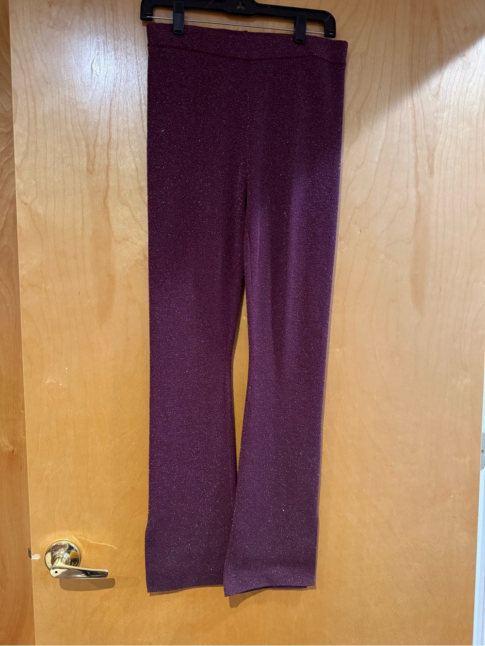 NWT Open Edit Nordstrom Purple Shimmer Metallic Flare Pants Size M